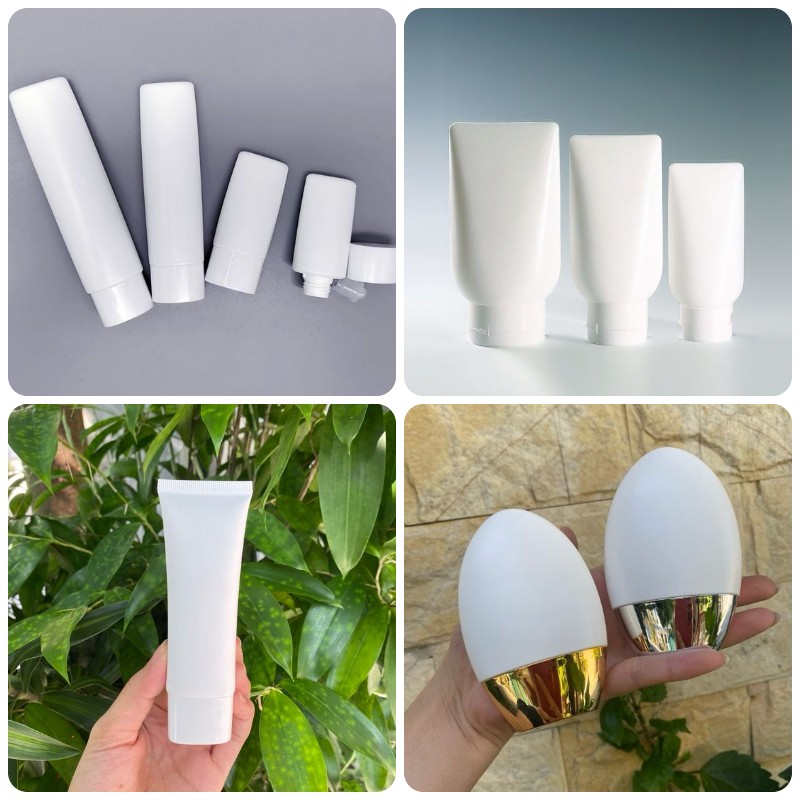 Cung cấp tuýp nhựa màu trắng ngọc trai: Chai lọ mỹ phẩm 7 tuýp nhựa màu trắng ngọc trai