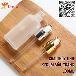 Chai thủy tinh serum màu trắng 100ml cao cấp, sang trọng