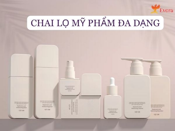 Đa dạng chai lọ mỹ phẩm nhiều kích cỡ