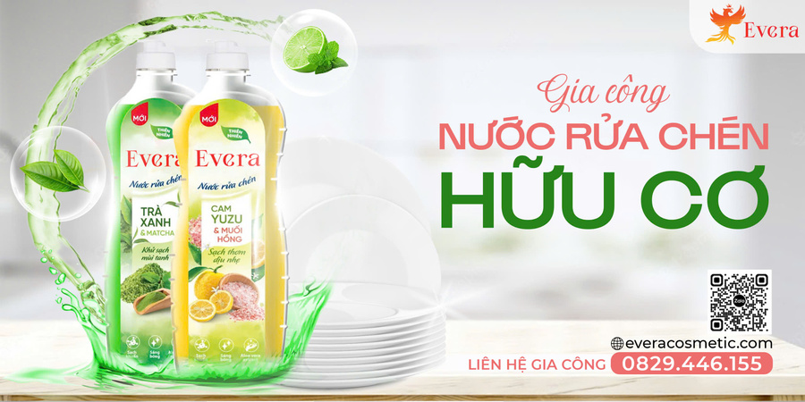 gia công nước rửa chén hữu cơ Evera