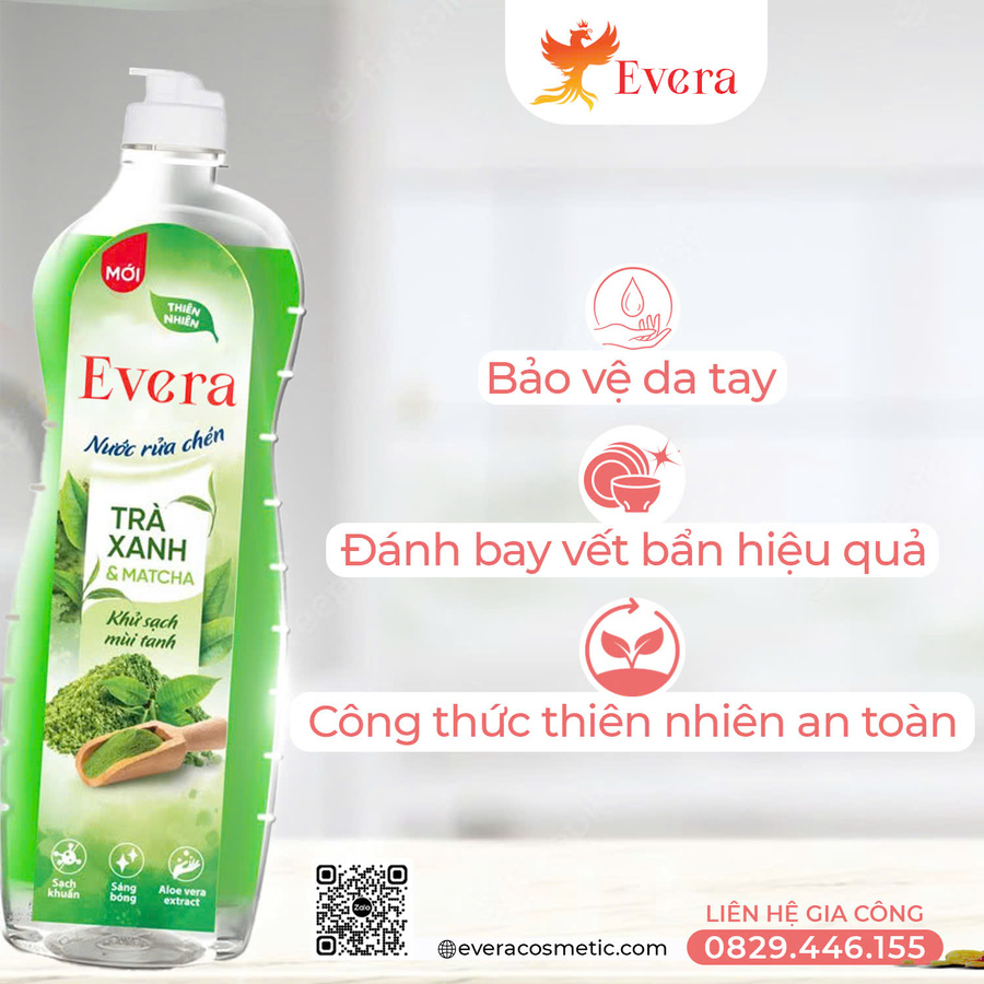 Gia công nước rửa chén hữu cơ Evera